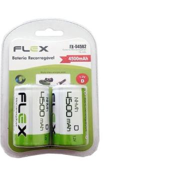 Imagem de Pilha Recarregável Flex Tipo D Grande 4500Mah Lr20 Com 2 Uni