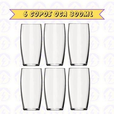 Imagem de Jogo 6 Copos Oca 300 ML Transparente Elegante Bebibas Sucos - NADIR FI