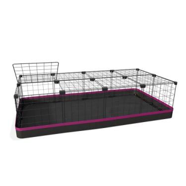 Imagem de Cercado 60x120x30 Cm Preto com Teto Bandeja Higiênica Nylon Rosa - IGU