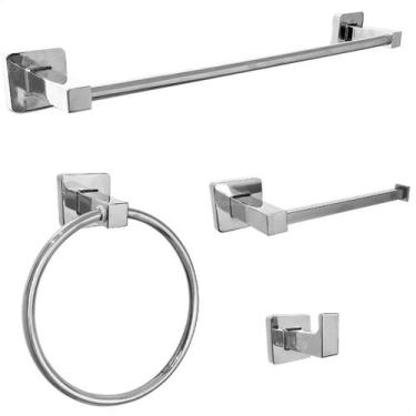 Imagem de Kit Acessorios De Banheiro Aço Inox 304 Cromado Jogo 4 Peças Lavabo To