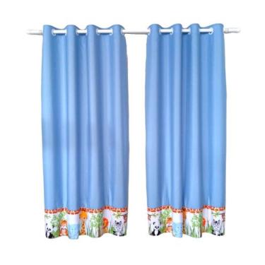 Imagem de Cortina Quarto Infantil Menino Zoo Safari Bichos Azul Bebe - Pilli Enx