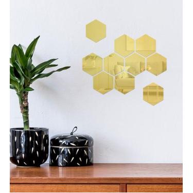 Imagem de Kit Espelho Decorativo Acrílico Hexágonal 10 Peças - Arth Decor, Doura