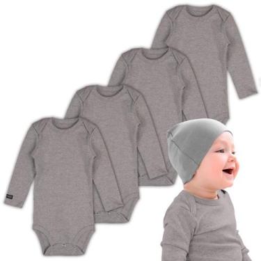 Imagem de Conjunto Body Algodao Manga Longa Cores Neutras - Hype Kids, Kit cinza