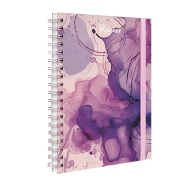 Imagem de Agenda Planner Permanente Lírico Abstrato Aquarela Rosa e Roxo