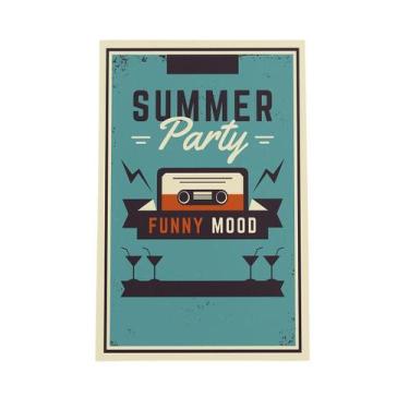 Imagem de Quadro Summer Party Fita Cassete Funny Mode Canvas 60X40Cm - Plimshop