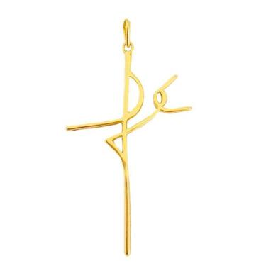 Imagem de Pingente para Corrente Fé Cruz Crucifixo Banhado a Ouro 18k feminino -