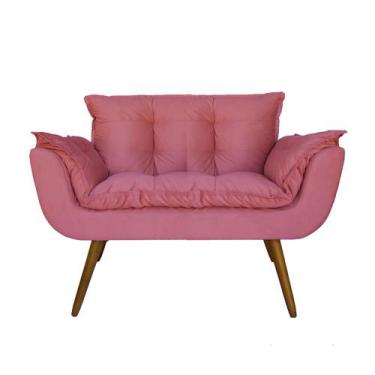 Imagem de Namoradeira Poltrona Sofá 2 Lugares Sala de Estar Opala Suede Rosa - L