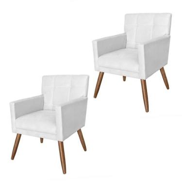 Imagem de Jogo 2 Poltronas Estofadas Para Quarto Closet Onix Corano Branco - LM 