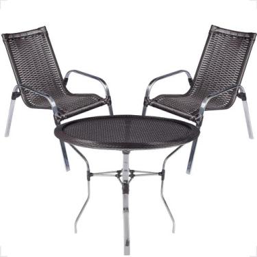 Imagem de Conjunto 2 Cadeiras e Mesa Alta Alumínio Para Área Externa Fortaleza F