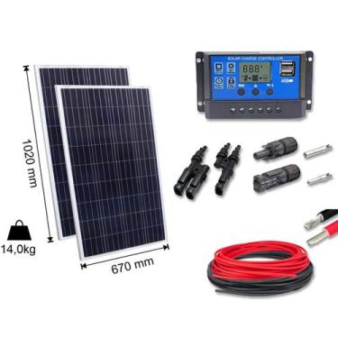 Imagem de Kit 2xpainel Placa Energia Solar 100w Contro30a Cabo E Mc4 - Resun
