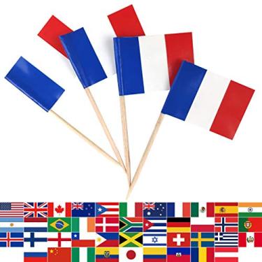 Imagem de JBCD Bandeiras francesas de palito de dente francês mini pequeno topo de cupcake, 100 peças