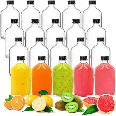 Imagem de Tebery Pacote com 20 frascos de vidro com tampas pretas, garrafas de bebida de 187 g para cerveja, leite, bebida, perfume, óleo, molho, uísque, refrigerante, líquido