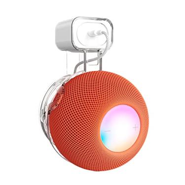 Imagem de HeyMoonTong Suporte de parede de tomada transparente para Apple HomePod Mini, um acessório que economiza espaço para alto-falantes HomePod Mini Smart Home com gerenciamento de cabos, esconde fios