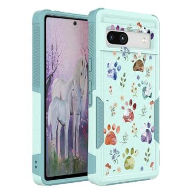 Imagem de Ftonglogy Capa para Google Pixel 7a 5G com protetor de tela + protetor de lente de câmera: linda flor floral design para meninas e mulheres capa de celular de silicone amortecedor de ar TPU (pata de cachorro)