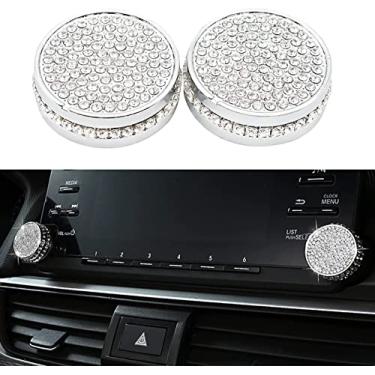 Imagem de CUCHIYUN 2 peças Bling Volume Sound Radio Switch Knob Navigation Knob Trim Cover Crystal Rhinestone Trim Compatível com Honda Accord Acessório Sport EX EX-L Touring 2021 2020 2019 2018
