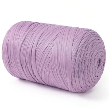 Imagem de Fio de camiseta, fio de crochê 800 g elástico à mão para sacos de crochê, cestas, almofada, decoração de casa, artesanato (ilás)