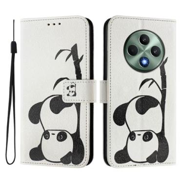 Imagem de Capa carteira para Oppo Reno12 F, 3 compartimentos para cartão, 1 compartimento para dinheiro, capa flip de couro PU com padrão fofo, capa com fivela magnética à prova de choque, compatível com sem