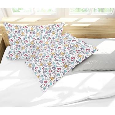 Imagem de Par de Fronhas Estampadas Sol e Flores Coloridas - Core Decore