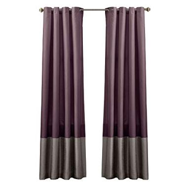 Imagem de Lush Decor Conjunto de painéis de cortinas de janela Prima para sala de estar, sala de jantar, quarto (par), 132 x 241 cm, cinza/roxo (16T004284)