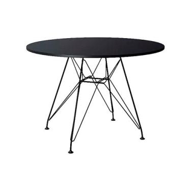 Imagem de Mesa Eames Ferro Preto Tampo Redondo Madeira Preto 110cm - Up Home