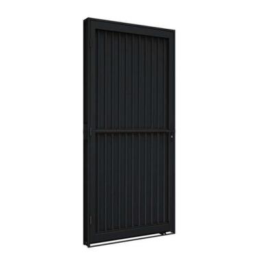 Imagem de Porta de Giro Calha de Aço 215 x 86 x 12 cm Preto Esquerda Riobras Pro