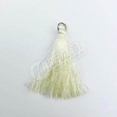 Imagem de Pingente 4cm Amarelo Claro C/ Argola Dourada Franja de Seda (Tassel) -