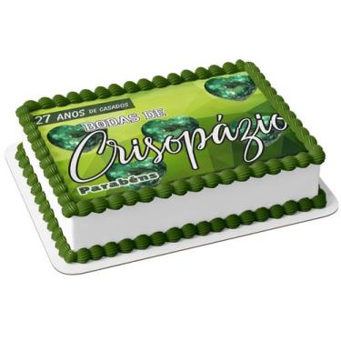 Imagem de Papel Arroz P/ Bolo Bodas de Crisopázio - 27 Anos de Casados - Genéric