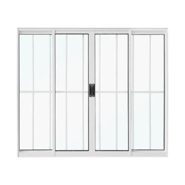 Imagem de Janela de Correr em Alumínio Branco 100x100x7 cm 4 Folhas Vidro Liso C