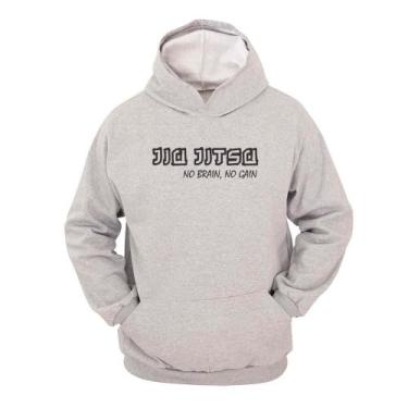 Imagem de Moletom Masculino Canguru Ragor Estampa No Brain, No Gain, M, Cinza