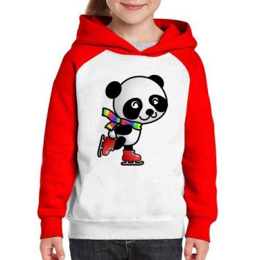 Imagem de Moletom Infantil Panda de Patins - Foca na Moda, Branco, Vermelho, 10