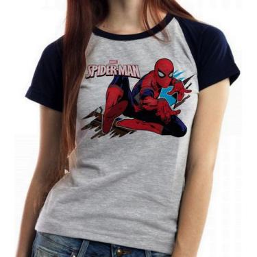 Imagem de Baby look blusa feminina ou Camiseta unissex  Homem Aranha teia - Empó
