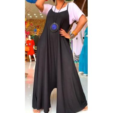 Imagem de Macacão saruel flare amplo - Reginaconfeccao, Preto, P