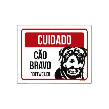 Imagem de Placa Cuidado Cão Cachorro Bravo Rottweiler 36X46