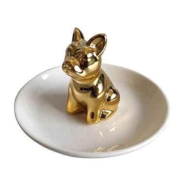 Imagem de Porta aneis ceramica dog branco 10,3 x 10,3 x 7 cm. - Urban