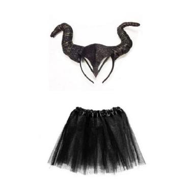 Imagem de Fantasia Malévola Tiara e Saia Infantil - 2 Peças - CM Presentes e Fan