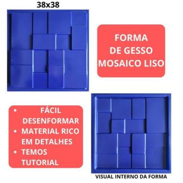Imagem de Forma De Gesso Modelo Mosaico Liso 3D 38x38cm Formas p/ Gesso Decoraçã