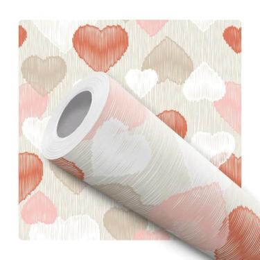 Imagem de Papel de Parede Vinílico Corações Vermelho E Rosa Quarto 12m - DELIQUA