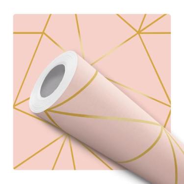 Imagem de Papel De Parede Vinílico Geométrico Salmão Rose Gold Sala Quarto 10m -