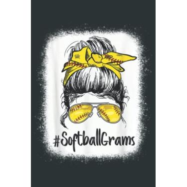 Imagem de Bleached Softball Baseball Grams Life Messy Bun Mothers Day: Easter Lined Notebook 6x9 inch 121 Pages