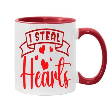 Imagem de SpreadPassion Caneca de café I Steal Hearts, presente para namorado e namorada, ideia de presente de dia dos namorados, presente para marido e esposa, ideia de presente de dia dos namorados (vermelho