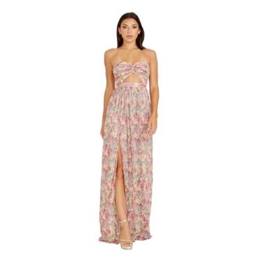 Imagem de Dress the Population Vestido feminino Angelique Fit and Flare até o chão, Fúcsia Multi, XGG