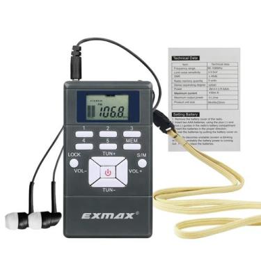 Imagem de Receptor de Rádio FM EXMAX E108 Sem Fio Estéreo com Fones de Ouvido - 