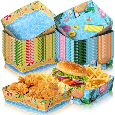 Imagem de Ziliny 36 peças de suprimentos de verão piscina praia festa 2,3 kg bola de praia grande bandeja de servir lanche de papel para festa de verão praia Havaí festa tropical favores de piscina