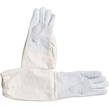 Imagem de FOREST BEEKEEPING SUPPLY Luva infantil de couro de cabra com manga longa de lona e punho elástico (médio)