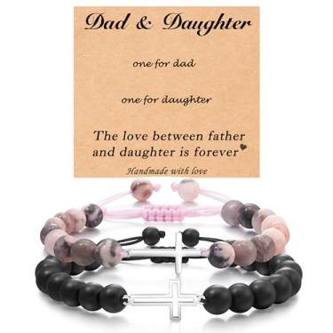 Imagem de Tarsus Pulseiras de contas cruzadas combinando para pai, filha/mãe, filho, presente perfeito de Natal, Dia dos Namorados, presente de aniversário, average, Pedra, Sem pedras preciosas