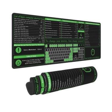 Imagem de Grande Excel Atalho Chave Escritório Folha de Computador Power Point Comando Atalhos Teclas Verde Gaming Mouse Pad 31,5 X 11,8 Polegadas XL Teclado Estendido Base de Borracha Antiderrapante com Bordas