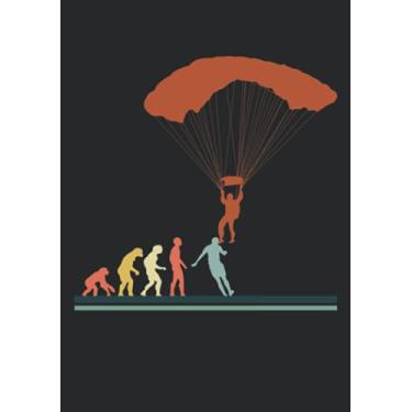 Imagem de Notizbuch A5 liniert mit Softcover Design: Fallschirm Evolution Affe Mensch Skydiver Fallschirmspringer: 120 linierte DIN A5 Seiten