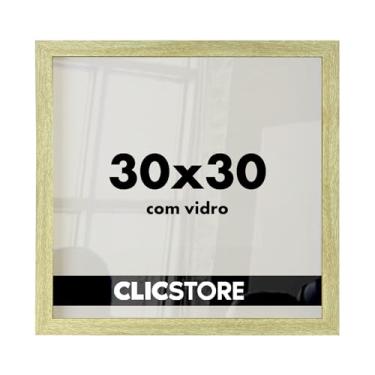 Imagem de Moldura 30x30Cm Com Vidro e Fundo Foto Quadrado Retrato Quadro Decoração Poster (Carvalho)