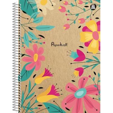 Imagem de Caderno Universitário Animativa, 10 matérias, Capa dura, Smartlines, 160 folhas, Papel Kraft Feminino, Pacote com 4