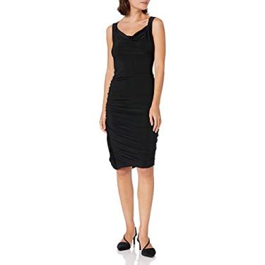 Imagem de Star Vixen Vestido colado ao corpo feminino franzido decote coração elástico Ity, Preto, M